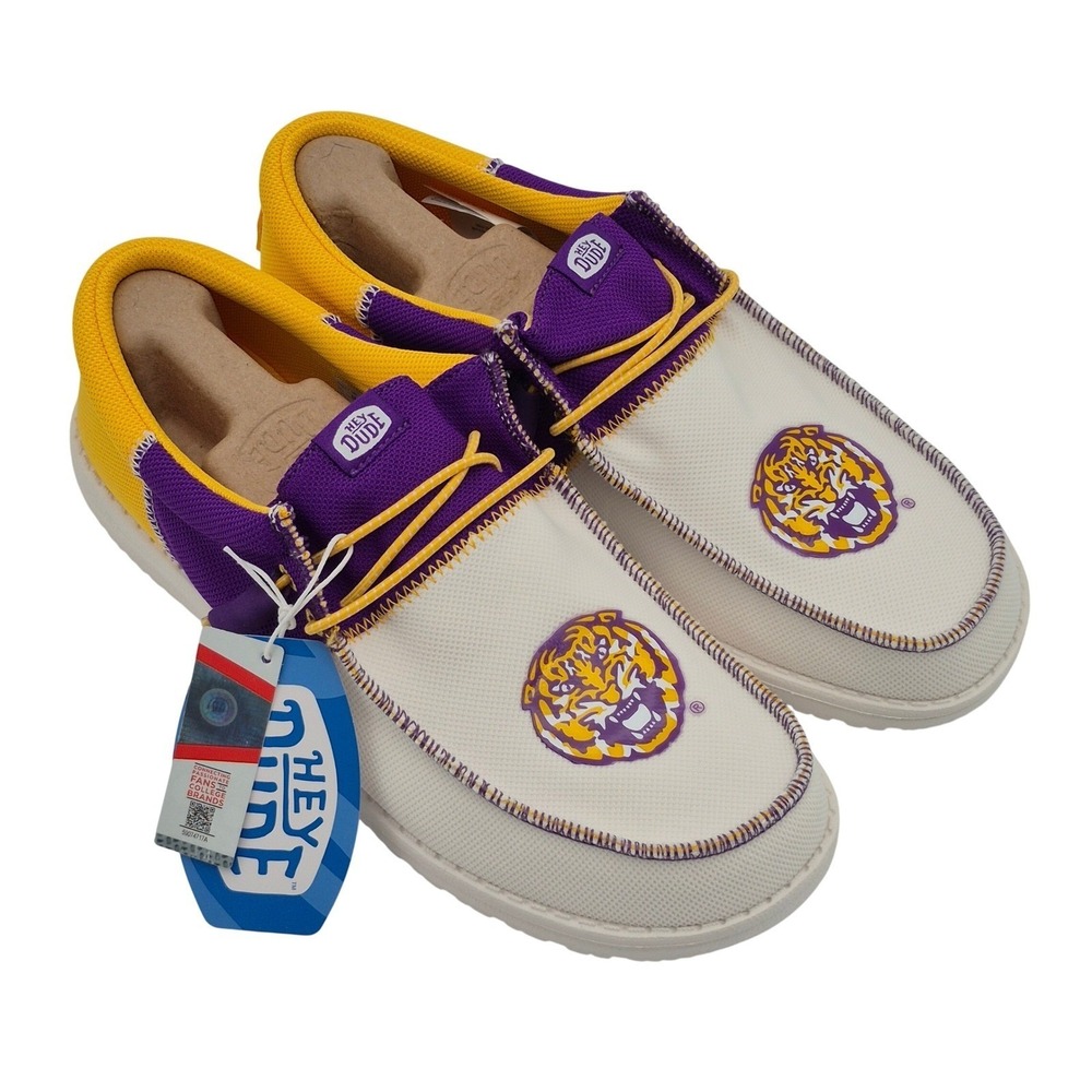 Hey Dude Wally Tri Louisiana State LSU Tigers Shoes Men's Size 12 Purple & Gold